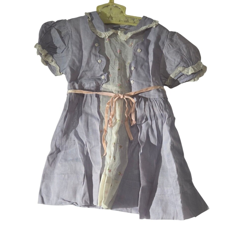 Vintage 1950s Tiny Town Togs Lavender Organza & Lace Girls Dress -Size 2T